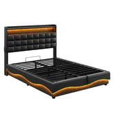 Cassington Home Facardo Faux Leather Storage Bed Frame with Charging Station