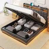 Cassington Home Facardo Gas Lift Storage Bed Frame with Charging Station