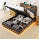 Cassington Home Facardo Gas Lift Storage Bed Frame with Charging Station