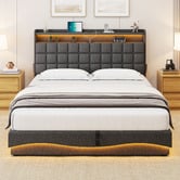 Cassington Home Facardo Gas Lift Storage Bed Frame with Charging Station
