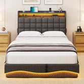 Cassington Home Facardo Gas Lift Storage Bed Frame with Charging Station