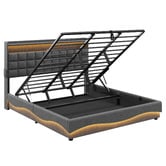 Cassington Home Facardo Gas Lift Storage Bed Frame with Charging Station