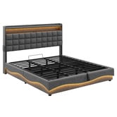 Cassington Home Facardo Gas Lift Storage Bed Frame with Charging Station
