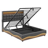 Cassington Home Facardo Gas Lift Storage Bed Frame with Charging Station