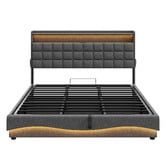 Cassington Home Facardo Gas Lift Storage Bed Frame with Charging Station