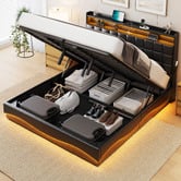 Cassington Home Facardo Faux Leather Storage Bed Frame with Charging Station