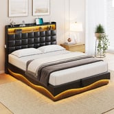 Cassington Home Facardo Faux Leather Storage Bed Frame with Charging Station