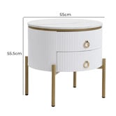 Cassington Home Lulu 2 Drawer Marble-Look Bedside Table