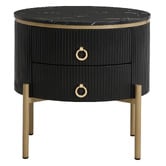 Cassington Home Lulu 2 Drawer Marble-Look Bedside Table