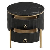 Cassington Home Lulu 2 Drawer Marble-Look Bedside Table