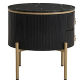 Cassington Home Lulu 2 Drawer Marble-Look Bedside Table