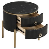 Cassington Home Lulu 2 Drawer Marble-Look Bedside Table