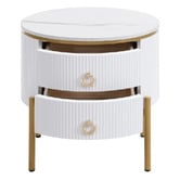 Cassington Home Lulu 2 Drawer Marble-Look Bedside Table