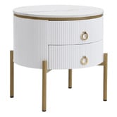 Cassington Home Lulu 2 Drawer Marble-Look Bedside Table