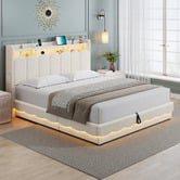 Cassington Home Lotus Teddy Gas Lift Bed Frame with Charging Station