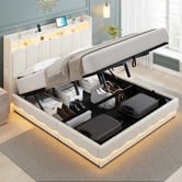 Cassington Home Lotus Teddy Gas Lift Bed Frame with Charging Station