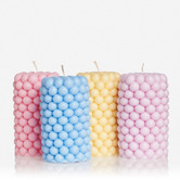 XRJ Celebrations 4 Piece Bubble Pillar Soy-Blend Candle Set