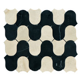 Cove Tiles Toru Cream &amp; Black Marble Mosaic Tile