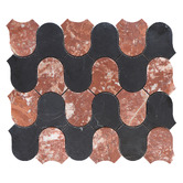 Cove Tiles Toru Tuscan Red &amp; Black Marble Mosaic Tile