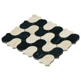 Cove Tiles Toru Cream &amp; Black Marble Mosaic Tile