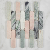 Cove Tiles Isiah Honed Pink &amp; Green Tic Tac Marble Mosaic Tile