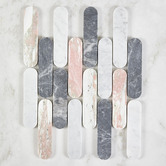 Cove Tiles Isiah Honed Pink &amp; Grey Tic Tac Marble Mosaic Tile