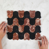 Cove Tiles Toru Tuscan Red &amp; Black Marble Mosaic Tile