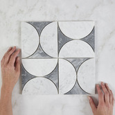 Cove Tiles Laila White &amp; Carrara Grey Marble Mosaic Tile