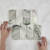Cove Tiles Nassah Honed Green Marble Mosaic Tile
