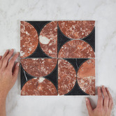 Cove Tiles Laila Tuscan Red &amp; Black Marble Mosaic Tile