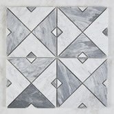 Cove Tiles Samira White &amp; Carrara Grey Marble Mosaic Tile