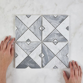 Cove Tiles Samira White &amp; Carrara Grey Marble Mosaic Tile