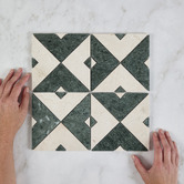 Cove Tiles Samira Cream &amp; Green Marble Mosaic Tile
