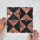 Cove Tiles Samira Tuscan Red &amp; Black Marble Mosaic Tile