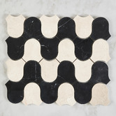 Cove Tiles Toru Cream &amp; Black Marble Mosaic Tile