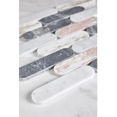 Cove Tiles Isiah Honed Pink &amp; Grey Tic Tac Marble Mosaic Tile