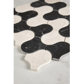 Cove Tiles Toru Cream &amp; Black Marble Mosaic Tile