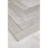 Cove Tiles Elias Tumbled Grey Large Herringbone Travertine Mosaic Tile