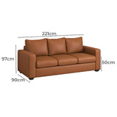Armada Commercial Layton 3 Seater Faux Leather Sofa