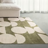 Daisie Rug Studio Green &amp; Beige Kaelix Machine Washable Rug