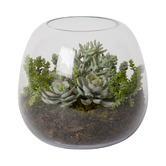 Prairie &amp; Home 22cm Faux Bell Sedum Pick Succulent in Glass Bowl