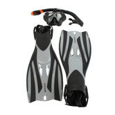 OZ Ocean 3 Piece Grey Rotto Snorkel &amp; Fin Set