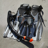 OZ Ocean 3 Piece Grey Rotto Snorkel &amp; Fin Set
