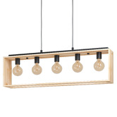 Eglo Famborough Steel &amp; Rubberwood 5 Light Pendant