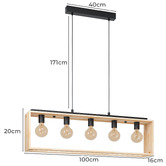 Eglo Famborough Steel &amp; Rubberwood 5 Light Pendant