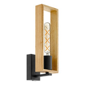 Eglo Littleton Rubberwood &amp; Glass Wall Light