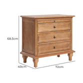 Everama Furniture Germaine 3 Drawer Bedside Table with Pull-Out Shelf