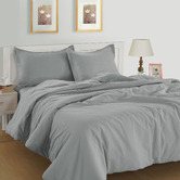 Lane Linen Silver Organic Washed Cotton Quilt Cover Set