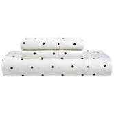 Lane Linen Black Polka Dot Organic Washed Cotton Quilt Cover Set