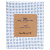 Lane Linen Blue Polka Dot Organic Washed Cotton Sheet Set